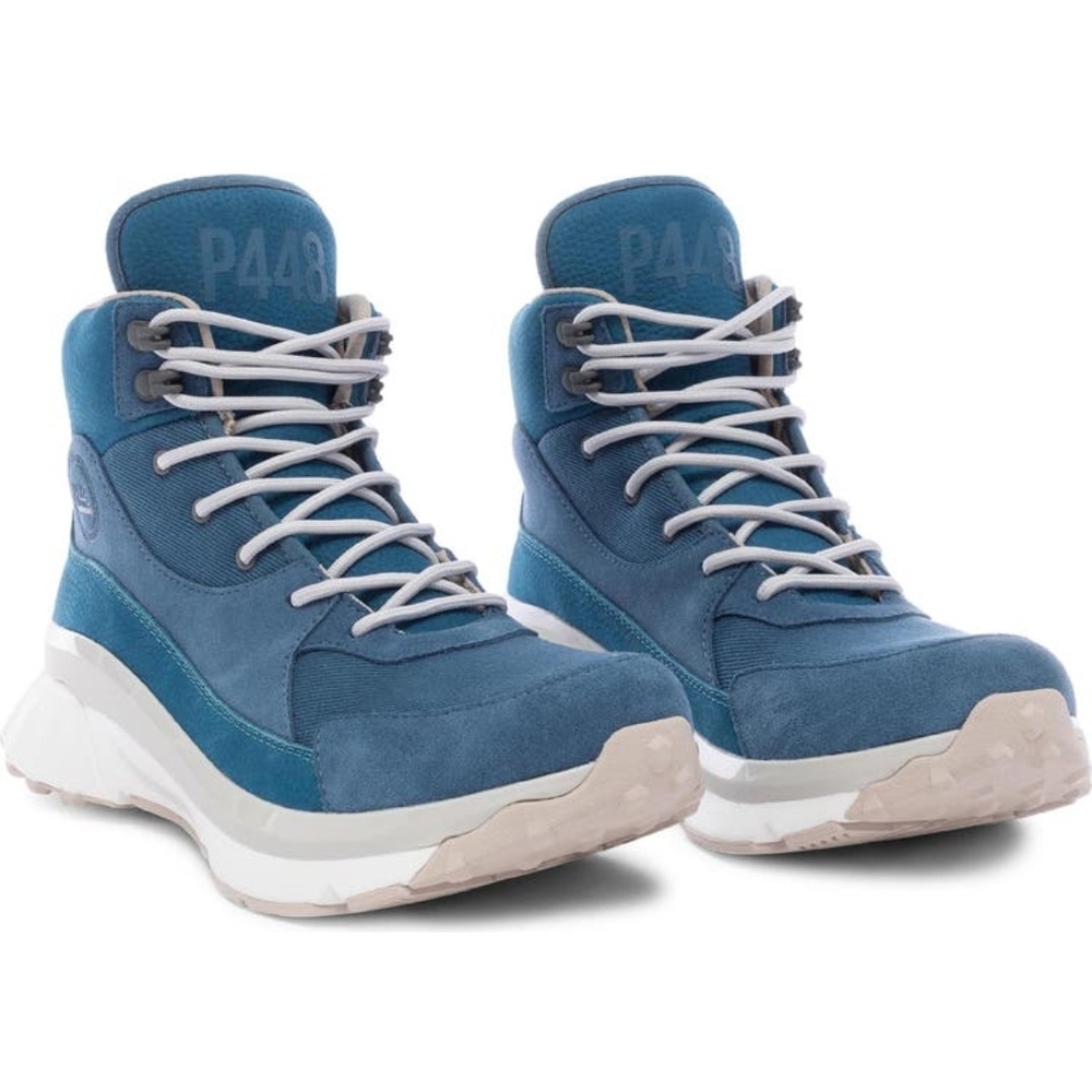 P448 Men's Teal Blue Suede High-Top Sneakers